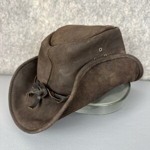 Jacaru Australia Wallaroo Leather Outback Hat Brown Large Crocodile Dundee